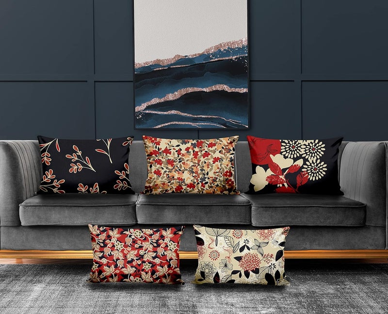 Ultimate Trends Polyester Digital Modern Printed Pillow Cover 12x18 Set of 5 Multi Color UTCS1030