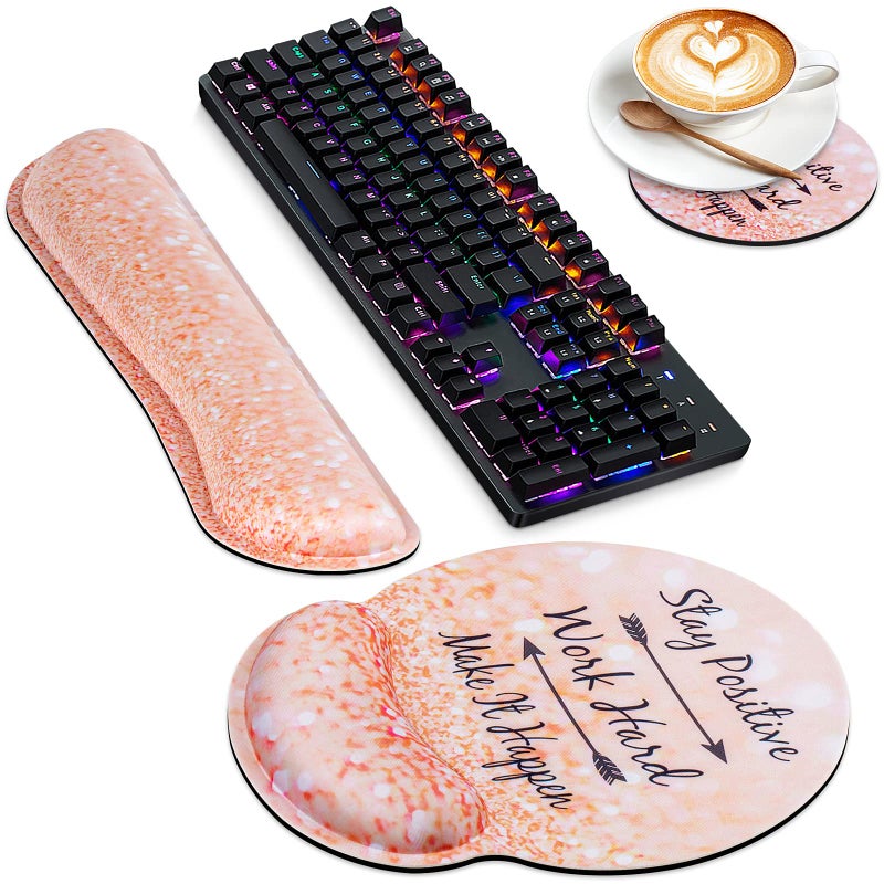 Canjoy Mouse Pad with Wrist Support, Canjoy 3-in-1 Keyboard Wrist Rest + Ergonomic Mouse Pad + Coaster, Gel Wrist Rest for Computer Keyboard, Easy Typing & Pain Relief - Image 1