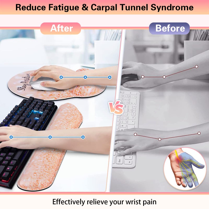 Canjoy Mouse Pad with Wrist Support, Canjoy 3-in-1 Keyboard Wrist Rest + Ergonomic Mouse Pad + Coaster, Gel Wrist Rest for Computer Keyboard, Easy Typing & Pain Relief - Image 3