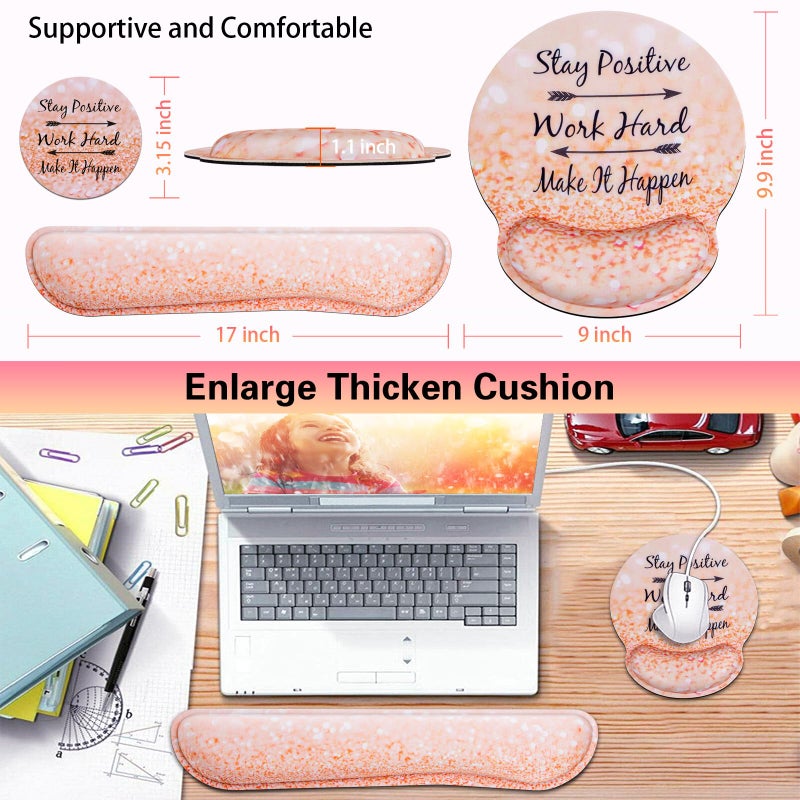 Canjoy Mouse Pad with Wrist Support, Canjoy 3-in-1 Keyboard Wrist Rest + Ergonomic Mouse Pad + Coaster, Gel Wrist Rest for Computer Keyboard, Easy Typing & Pain Relief - Image 2