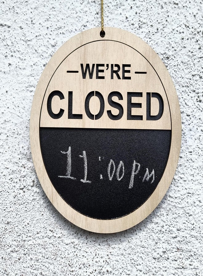 Vnockd We're Open/Closed Wooden Sign with Time Chalkboard, Welcome Sign for Restaurant, Cafe, Bar, Hotel, Office, Home Decor - Image 1