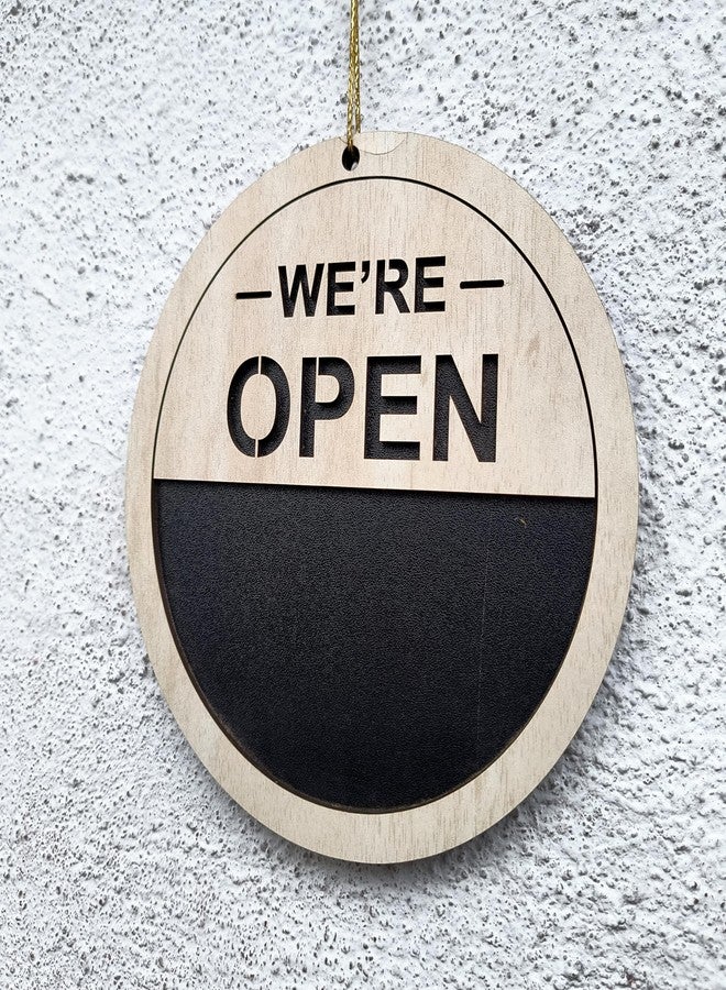 Vnockd We're Open/Closed Wooden Sign with Time Chalkboard, Welcome Sign for Restaurant, Cafe, Bar, Hotel, Office, Home Decor - Image 2