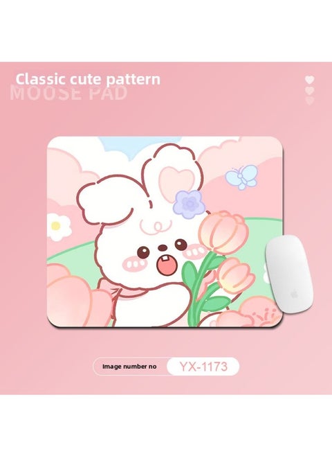 Cartoon Mouse Pad Home Office Desk Mat Small Size Cute Wristband Edge-locking Table Mat For Boys And Girls Student Desk Mat-Color:260*210 2mm-Pattern:1002 Princess Bunny