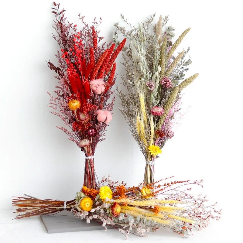 Bluejw G76 Boho Dried Pampas Grass Decor - Natural Dried Flowers Bouquet with Pink Bunny Tails, White Pampas Grass & Daisy Flowers - Dried Plants for Home Decor - Image 2