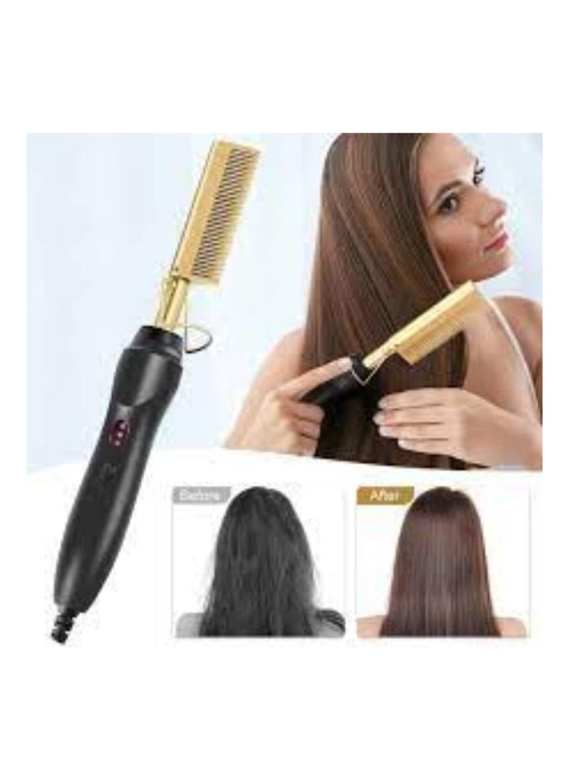 Generic - Hair Straightener Brush, Electric Heating Comb, Portable Travel Anti-Scald Beard Straightener Press Comb, Ceramic Security Curling Iron Fast Heating Hot Comb, Anti-Scald - Image 1