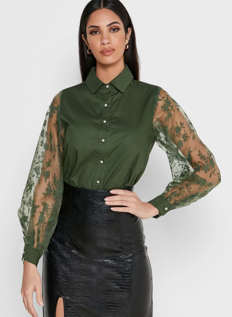 ELLA Lace Mesh Sleeve Shirt