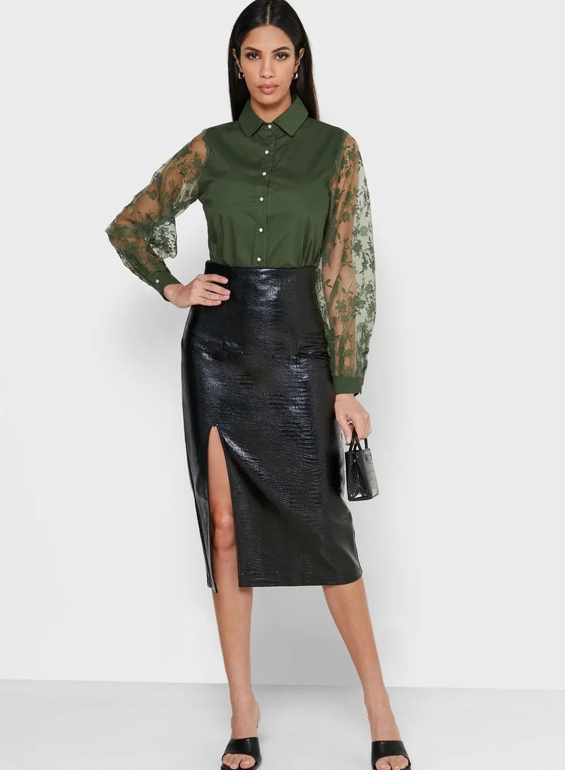 ELLA Lace Mesh Sleeve Shirt