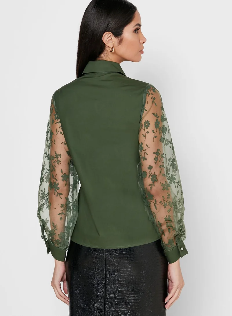 ELLA Lace Mesh Sleeve Shirt
