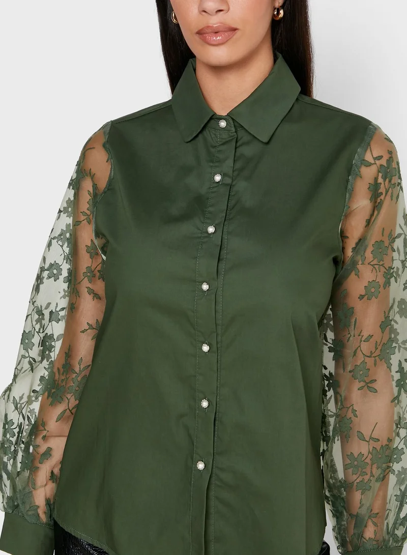 ELLA Lace Mesh Sleeve Shirt