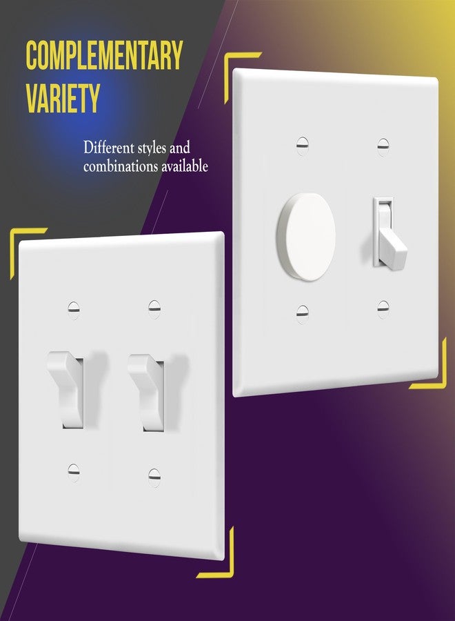 ENERLITES 5 Pack Double Toggle Switch Cover, Two Gang Light Switch Wall Plate, Standard Size 2-Gang 4.5" x 4.5", Unbreakable Polycarbonate Thermoplastic, UL Listed, 8812-W-5PCS, White - Image 5