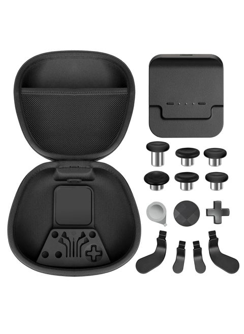 Complete kit for Xbox Elite Wireless Controller Series 2, package includes 1 carrying case, 1 base, 4 paddles, 2 DPads, 6 thumbsticks, 1 tool for Xbox One Elite Series 2 core replacement parts