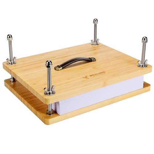 Bkaleme Book Press - 14.7x11.4 Large Size, Sustainable Wood Bookbinding Press, Portable Grip Handle & Anti-Slip Mat, Handmade Book Binding Tools for Craft Enthusiasts - Image 1