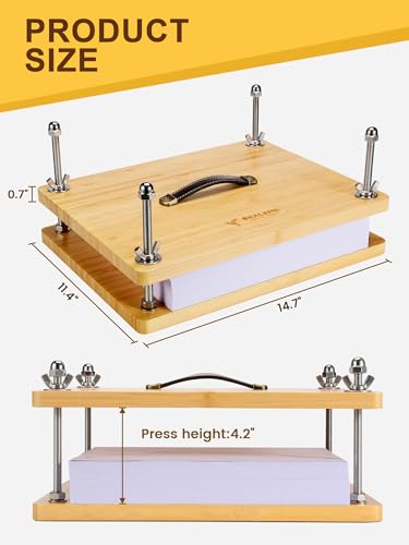 Bkaleme Book Press - 14.7x11.4 Large Size, Sustainable Wood Bookbinding Press, Portable Grip Handle & Anti-Slip Mat, Handmade Book Binding Tools for Craft Enthusiasts - Image 2