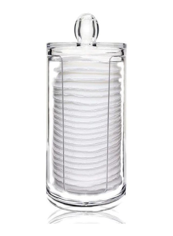 MKV MART Makeup Removal Cotton Pad Storage Box | Round Transparent Swab Container With Lid | Bathroom Organizer | Cosmetics Storage Box | Cotton Buds Dispenser (Pack of 1) - Image 1