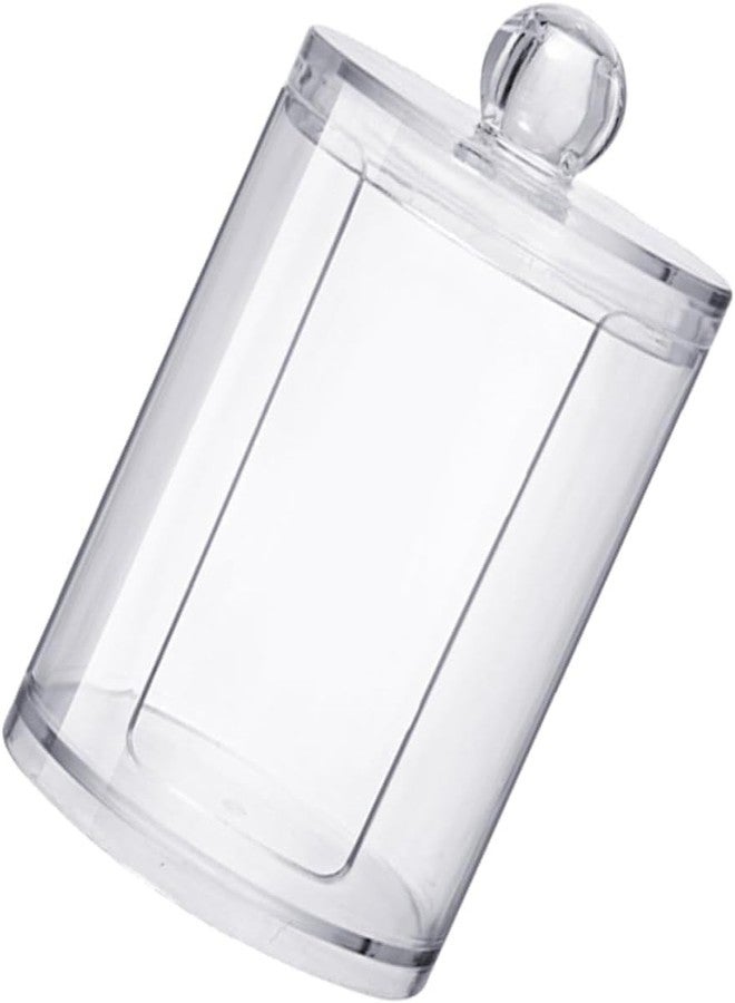 MKV MART Makeup Removal Cotton Pad Storage Box | Round Transparent Swab Container With Lid | Bathroom Organizer | Cosmetics Storage Box | Cotton Buds Dispenser (Pack of 1) - Image 2
