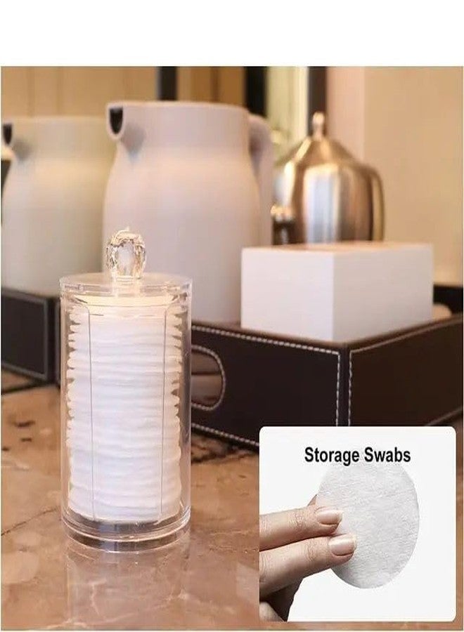 MKV MART Makeup Removal Cotton Pad Storage Box | Round Transparent Swab Container With Lid | Bathroom Organizer | Cosmetics Storage Box | Cotton Buds Dispenser (Pack of 1) - Image 5
