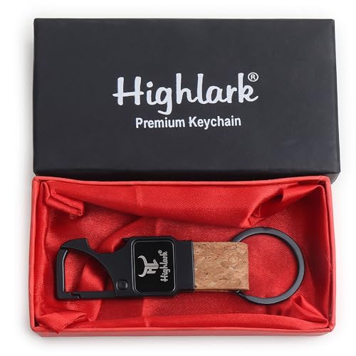 Highlark Matte Black Heavy Duty Metal Carabiner Keychain with Leather Strap for Men & Women | Premium Belt Clip Key Holder | Secure Spring Lock Key Ring for Car & Bike Keys - Image 1