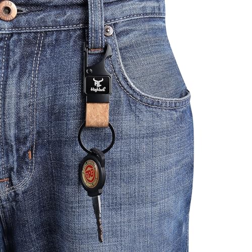 Highlark Matte Black Heavy Duty Metal Carabiner Keychain with Leather Strap for Men & Women | Premium Belt Clip Key Holder | Secure Spring Lock Key Ring for Car & Bike Keys - Image 5