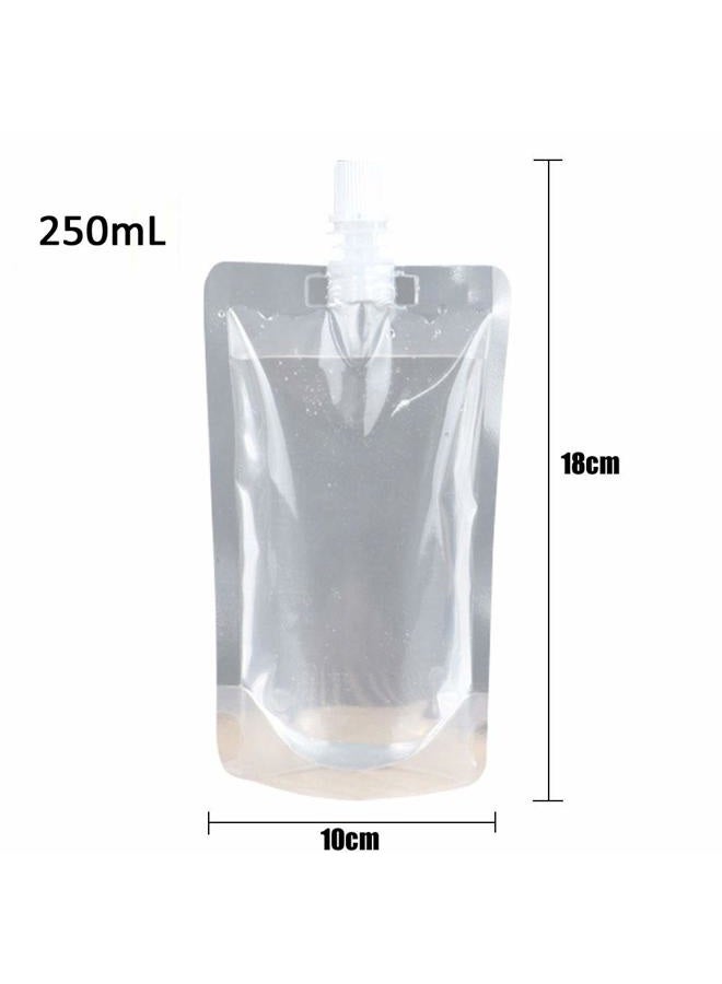 JIELUO 50 beverage bags, transparent smoothie bag container, heavy-duty hand-held leak-proof and sealable beverage bag, 8.4oz for frozen juice beverage bottles, a plastic funnel (250ml) - Image 5