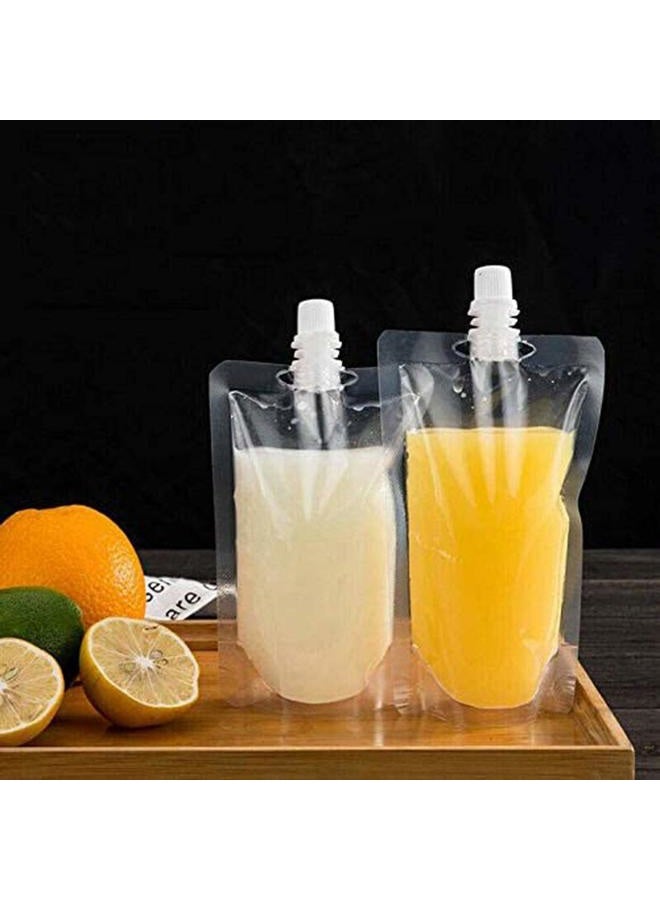 JIELUO 50 beverage bags, transparent smoothie bag container, heavy-duty hand-held leak-proof and sealable beverage bag, 8.4oz for frozen juice beverage bottles, a plastic funnel (250ml) - Image 2