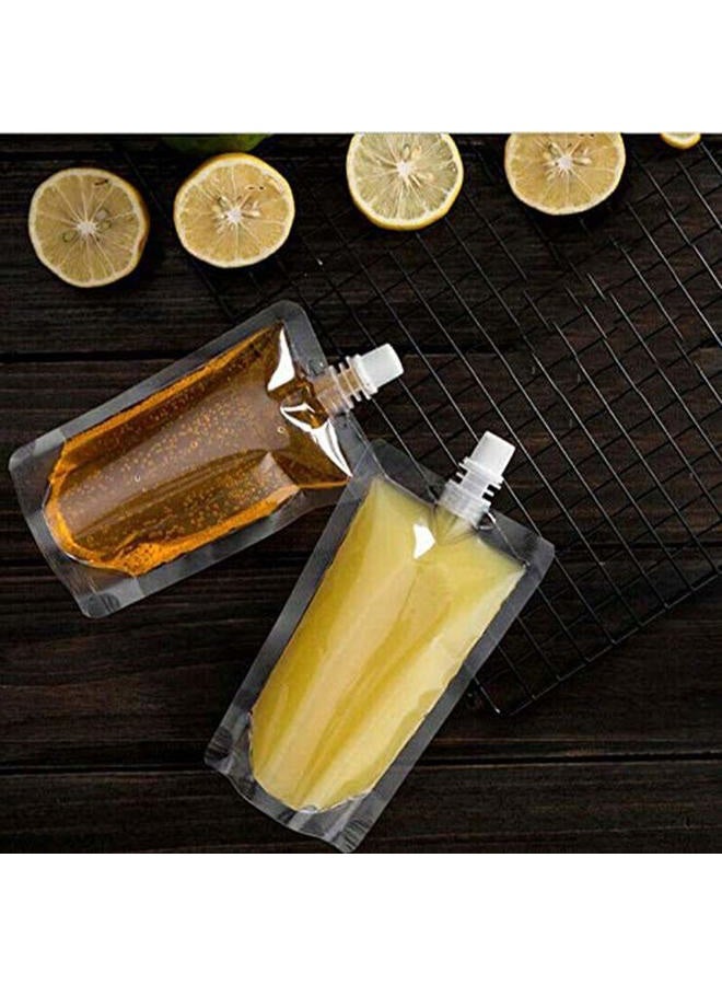 JIELUO 50 beverage bags, transparent smoothie bag container, heavy-duty hand-held leak-proof and sealable beverage bag, 8.4oz for frozen juice beverage bottles, a plastic funnel (250ml) - Image 3