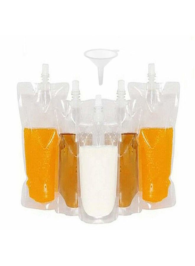 JIELUO 50 beverage bags, transparent smoothie bag container, heavy-duty hand-held leak-proof and sealable beverage bag, 8.4oz for frozen juice beverage bottles, a plastic funnel (250ml) - Image 1