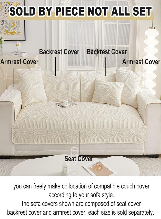 vctops Velvet Plush Couch Sofa Cover Geometric Quilted Sectional Couch Covers Non Slip Fluffy Soft Sofa Slipcover for Dogs, Children, Pets Furniture Protector (Cream,28"x28") - Image 2