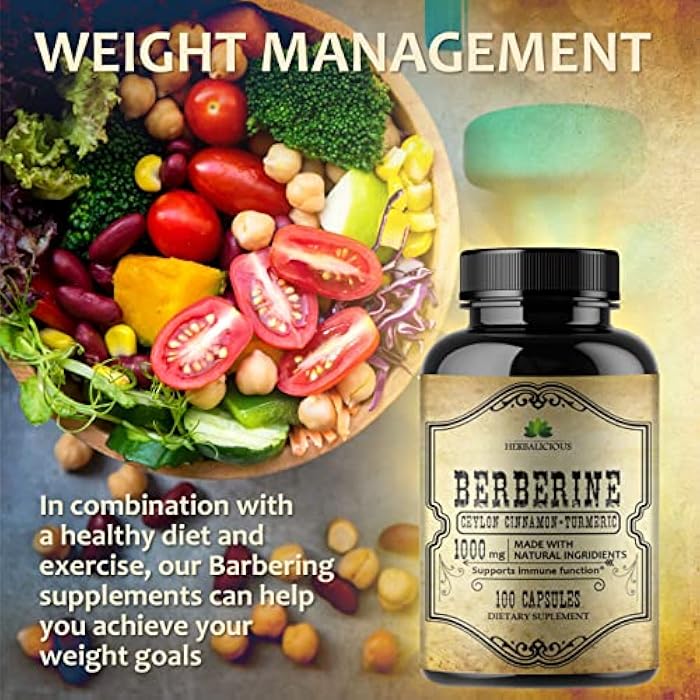 HERBALICIOUS Berberine Capsules Ceylon Cinnamon & Turmeric - HCL Dietary Supplement for Men and Women – Non GMO Berberine 500 mg per Capsule – Ideal for Immune Support - Image 3