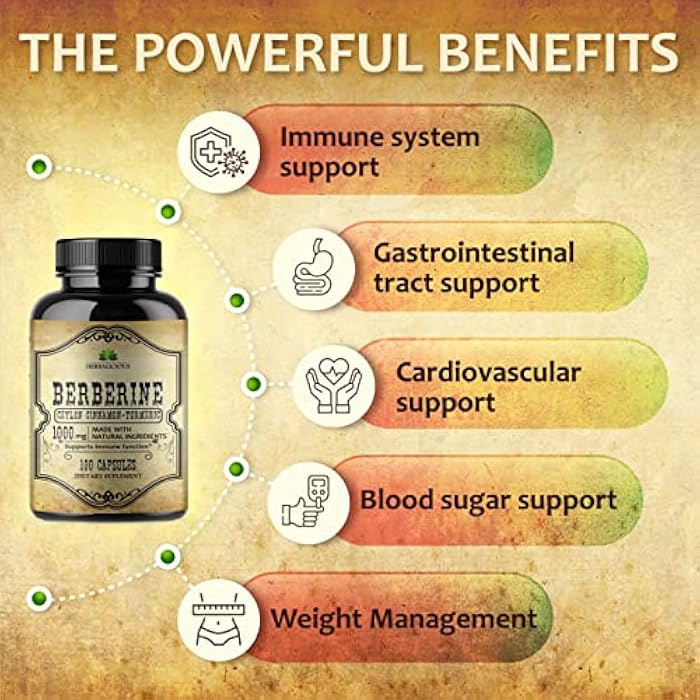 HERBALICIOUS Berberine Capsules Ceylon Cinnamon & Turmeric - HCL Dietary Supplement for Men and Women – Non GMO Berberine 500 mg per Capsule – Ideal for Immune Support - Image 4