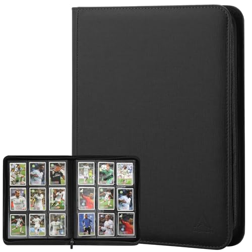 Arkeiliy 9 Pocket Trading Card Binder 540 Capacity with Zip Closure - Premium Double Sided PU Leather Card Protector, Hold & Organize Cards for TCG, MTG, Sports Cards (Black) - Image 1