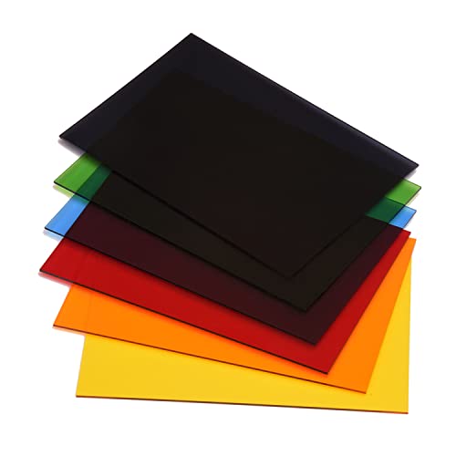 Lesnlok 6 Pack 8 x 12 Colored Cast Acrylic Sheet，1/8" Translucent Plexiglass Sheet，Colored Plastic Sheet… - Image 1