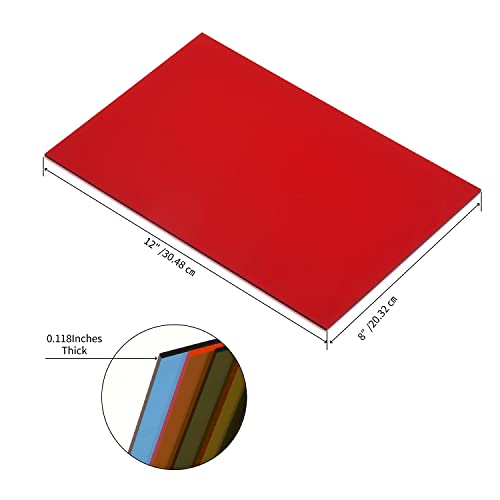 Lesnlok 6 Pack 8 x 12 Colored Cast Acrylic Sheet，1/8" Translucent Plexiglass Sheet，Colored Plastic Sheet… - Image 2