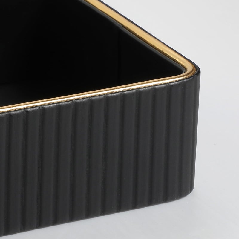 MEIBOOCH Desk Organizer Tray, PU Leather Valet Tray Nightstand Organizer Cologne Perfume Trays for Men Women, Decorative Vanity Trays Key Bowl Trinket Dish (1, Black, Small) - Image 5