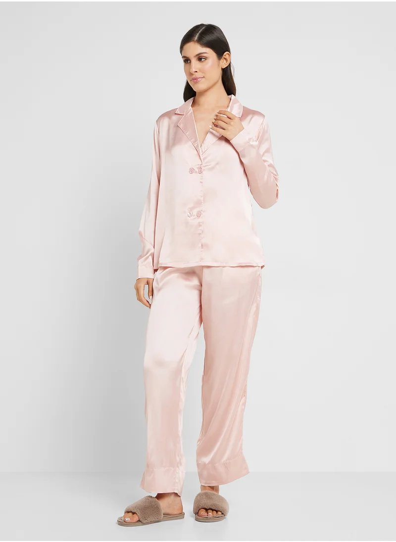 Khizana Satin T-shirt Pyjama Set