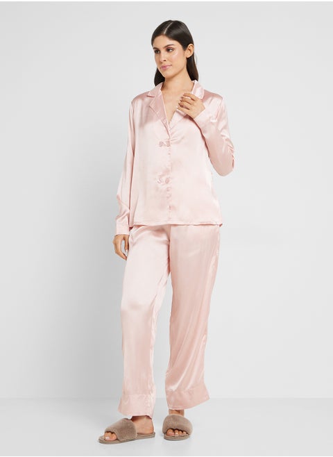 Satin T-shirt Pyjama Set