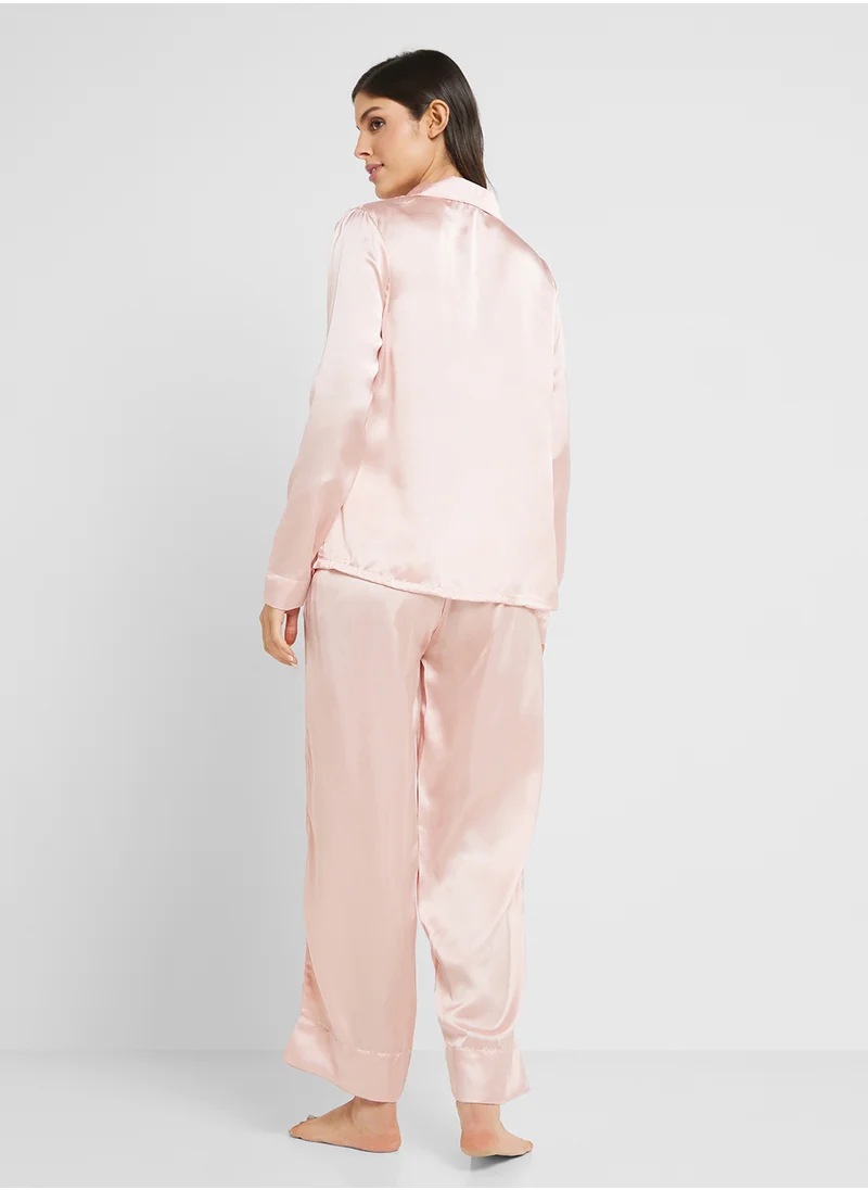 Khizana Satin T-shirt Pyjama Set