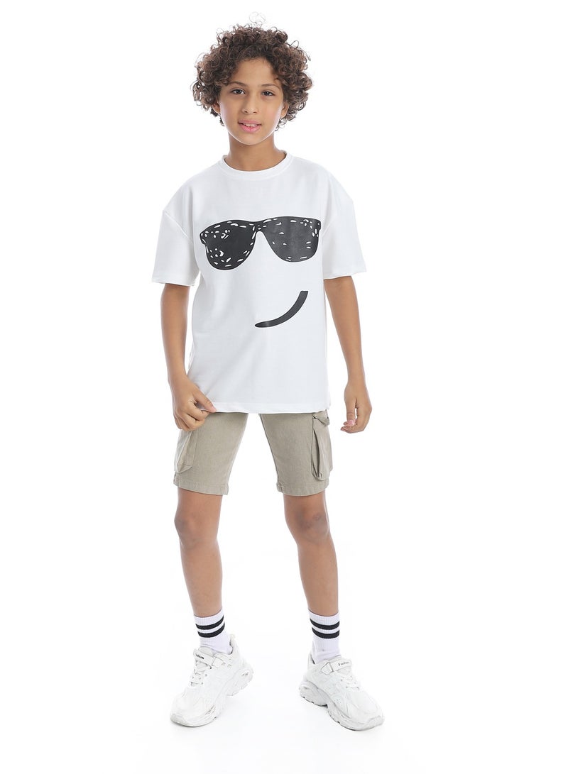 Andora Double Closure Gabardine Boys Cargo Shorts _ Beige - Image 5