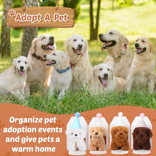 Motionchic 20 Pcs Mini Stuffed Animals Plush Toy Set Includes 20 Birthday Hats 20 Kraft Paper Boxes for Boys and Girls Animal Theme Birthday Party Supplies Favors Gifts (White) - Image 3