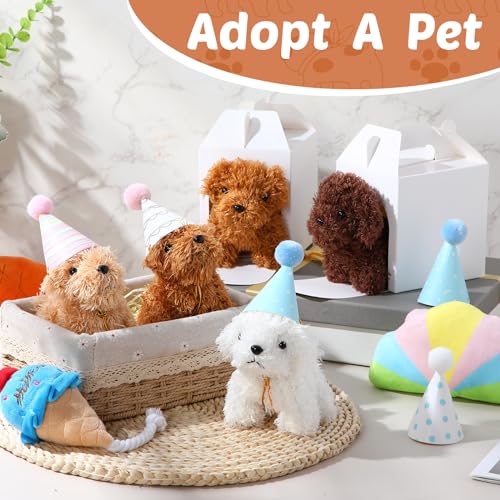 Motionchic 20 Pcs Mini Stuffed Animals Plush Toy Set Includes 20 Birthday Hats 20 Kraft Paper Boxes for Boys and Girls Animal Theme Birthday Party Supplies Favors Gifts (White) - Image 4
