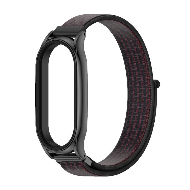 erorex For Xiaomi Mi Band 7 / 7 Nfc Plus Stainless Steel Case Nylon Watch Band(Black Red) - Image 2