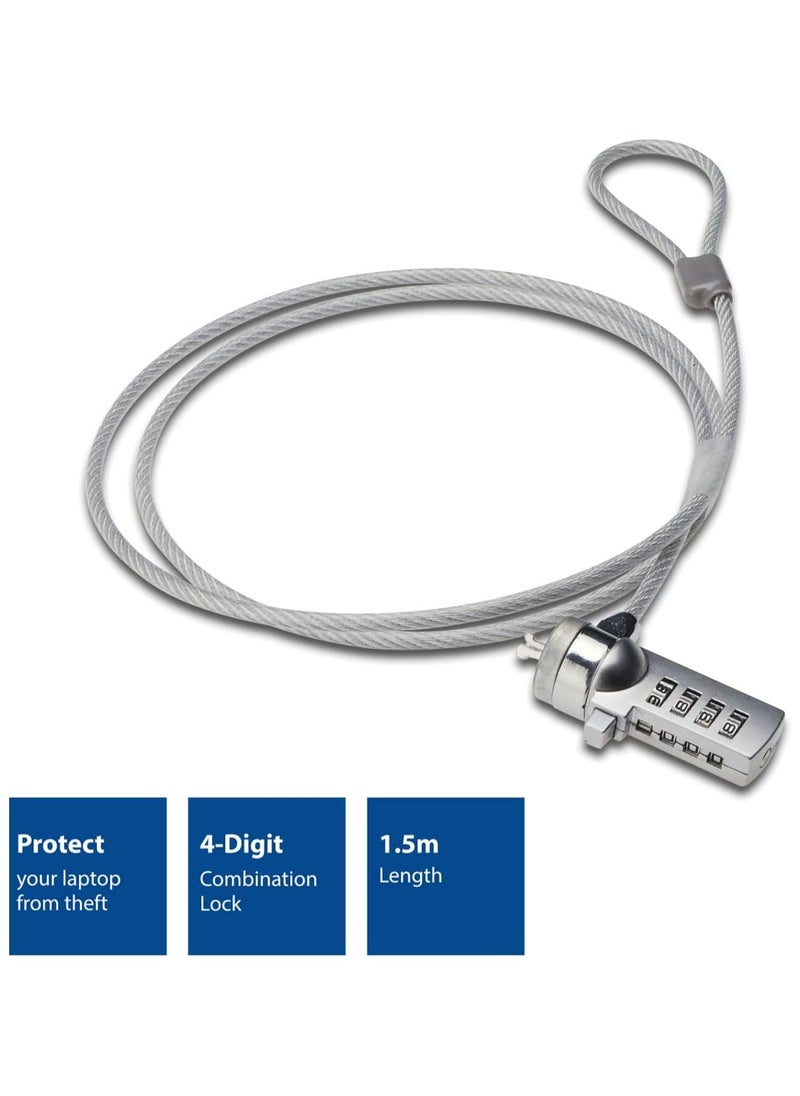 Anti-Theft Laptop Cable Lock – 4-Digit Combination Code – Compatible with Laptops & PCs