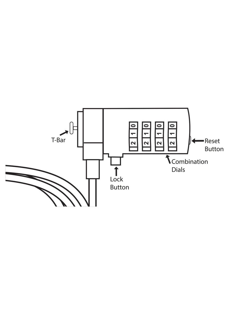 Anti-Theft Laptop Cable Lock – 4-Digit Combination Code – Compatible with Laptops & PCs