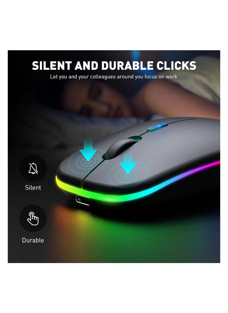 Cougar Cougar LED Wireless Mouse(1400), Rechargeable Slim Silent 2.4G Portable Optical Office Mouse with USB & 3 Adjustable DPI for Notebook, PC, Laptop, Computer, Desktop (BLACK)  - Image 4