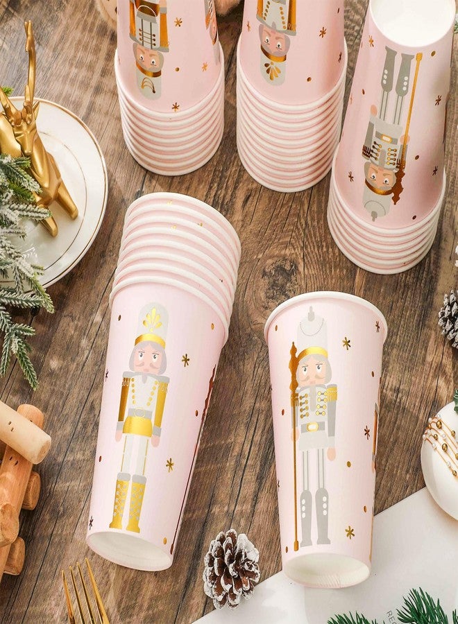 JarThenaAMCS 50Pcs Christmas Coffee Cups with Lids 16oz Gold Foil Pink Nutcracker Paper Cup Disposable To Go Coffee Cups for Winter Holiday Cafes Shops Cappuccino Chocolate Beverage Cocoa - Image 5