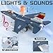 Crelloci Diecast Metal Alloy Fighter Jet Military Airplane Toy with Mist Spray Lights Sounds Pull Back Function Army Air Force Aircraft for Kids Toddlers Ages 3 Gift for Boys Girls Blue - Image 4