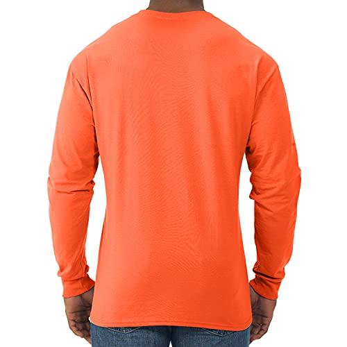 Jerzees Men's Dri-Power Cotton Blend Long Sleeve Tees, Moisture Wicking, Odor Protection, UPF 30+, Sizes S-3X, Safety Orange, Small - Image 3