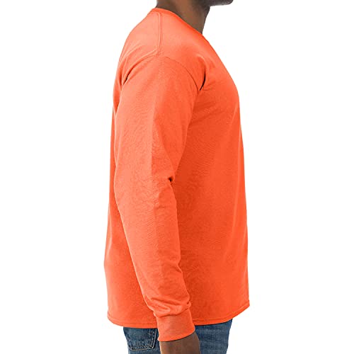 Jerzees Men's Dri-Power Cotton Blend Long Sleeve Tees, Moisture Wicking, Odor Protection, UPF 30+, Sizes S-3X, Safety Orange, Small - Image 2