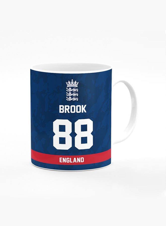 Stylizedd Designer Printed Coffee Mug with Heavy Duty Handle 11oz Ceramic Personalised Gift Mugs Cup - Cricket Player - Harry Brook, Jersey Number - 88 (With Logo) - Image 1