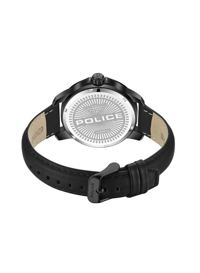 بوليس Mensor 44mm Men's Analog Watch with Black Genuine Leather Strap