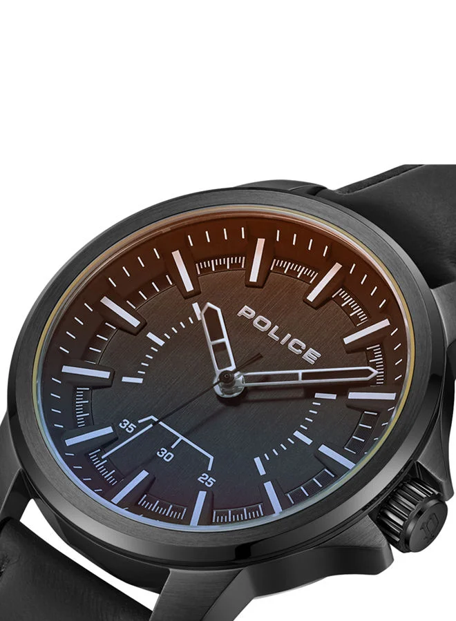 بوليس Mensor 44mm Men's Analog Watch with Black Genuine Leather Strap